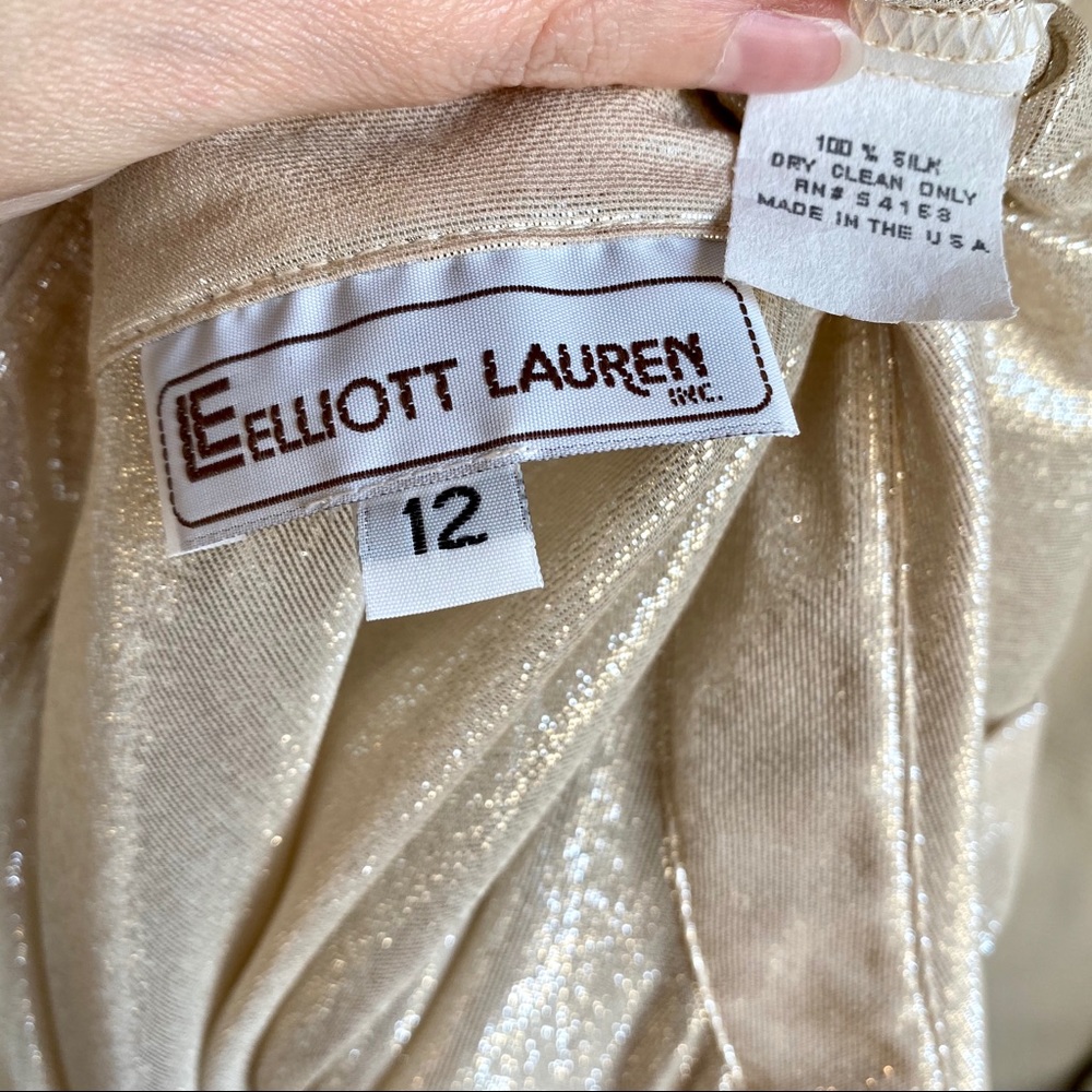 Vintage Sparkly Silk Champagne Long Sleeved Blouse - Picture 7 of 13
